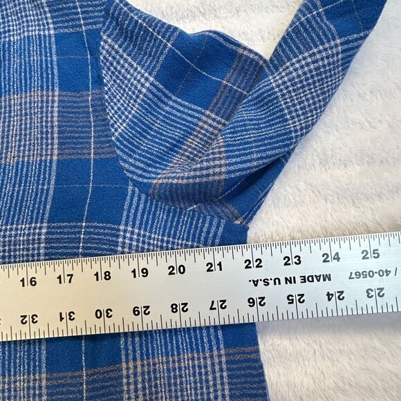 J.Jill Womens Blue Plaid Long-Sleeve Button Henley Shirt Blouse Large Casual - Picture 7 of 8